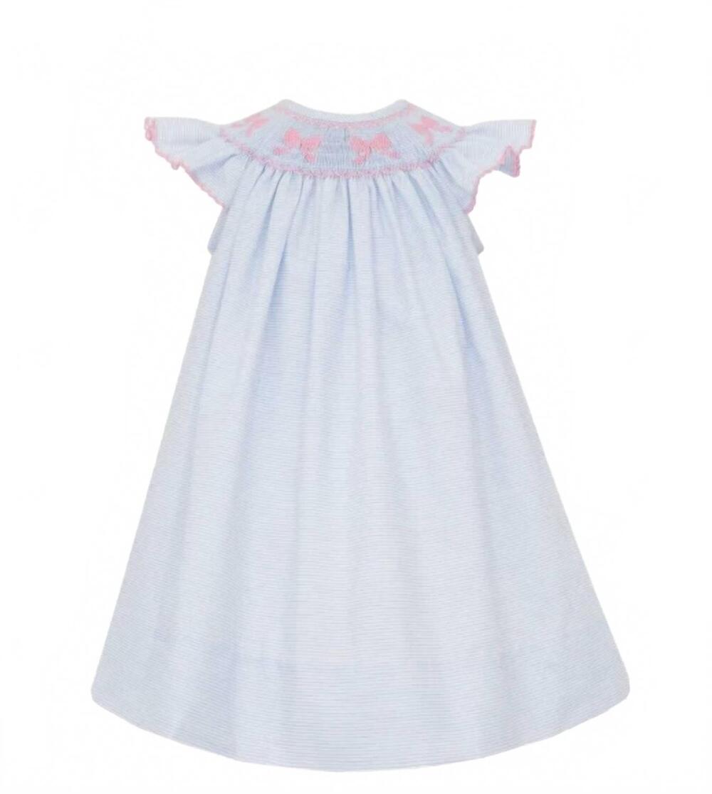 NEW PETIT BEBE kids smocked bow dress in blue